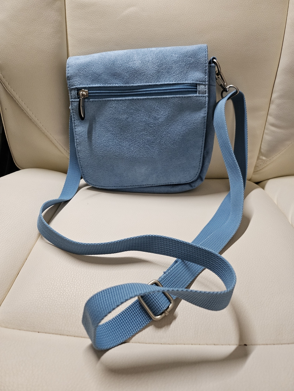 Travelon Light Blue Suede Crossbody Bag